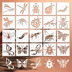 YOMDID 20pcs Insect Series Painting Hollow Out Stencils Reusable DIY Dragonfly, Bee, and other Insect Pattern Graffiti Templates