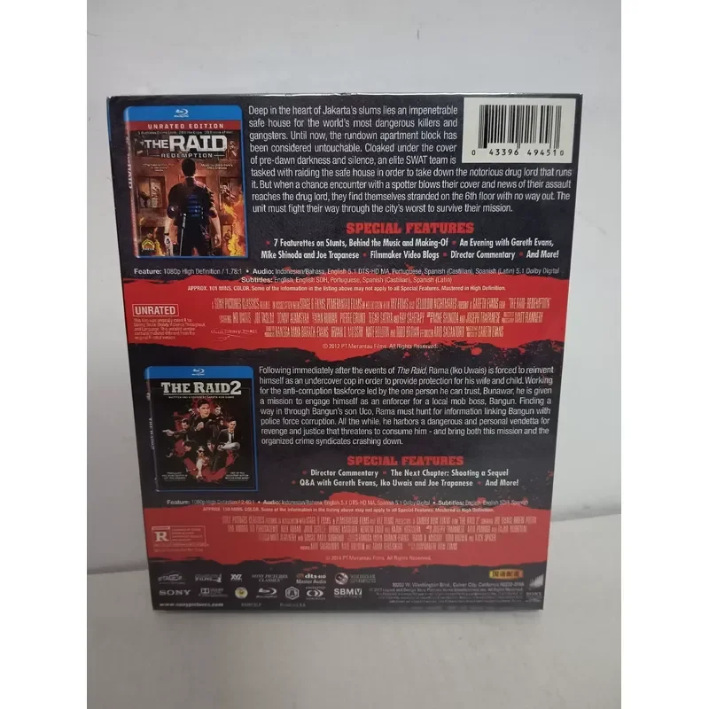 Blu-ray Disc Movie The Raid 1 and 2 Action Film Collection