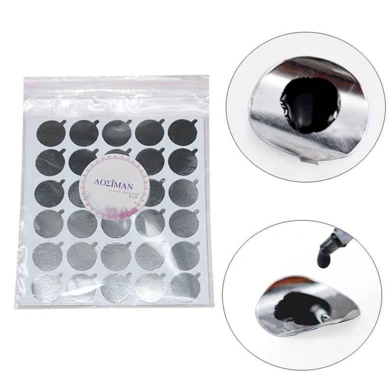 CNK 300Pcs Disposable Eyelash Glue Holder Foil Pallet Eyelash Extension Glue Pads Lashes Stickers Stand on Eyelash Jade Stone