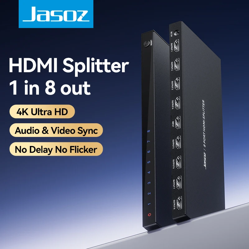 Jasoz 4K HDMI Splitter 1 in 8 Out/1 Input 4 Output/1 in 2 Out 4K@30Hz HDMI Splitter 1x2 1x4 1x8 for Xbox PS4/5 PC Laptop TV Box