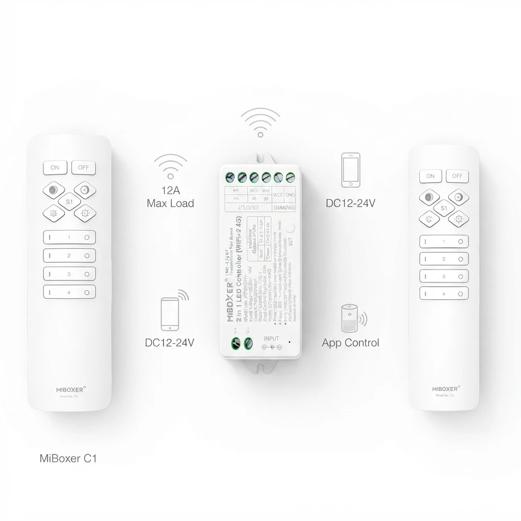 Miboxer FUT035W+ C1 C3 2-in-1 WiFi+2.4GHzRF Tuya Smart APP Sprachsteuerung PWM-Controller für ein-/zweifarbige LED-Streifenleuchten