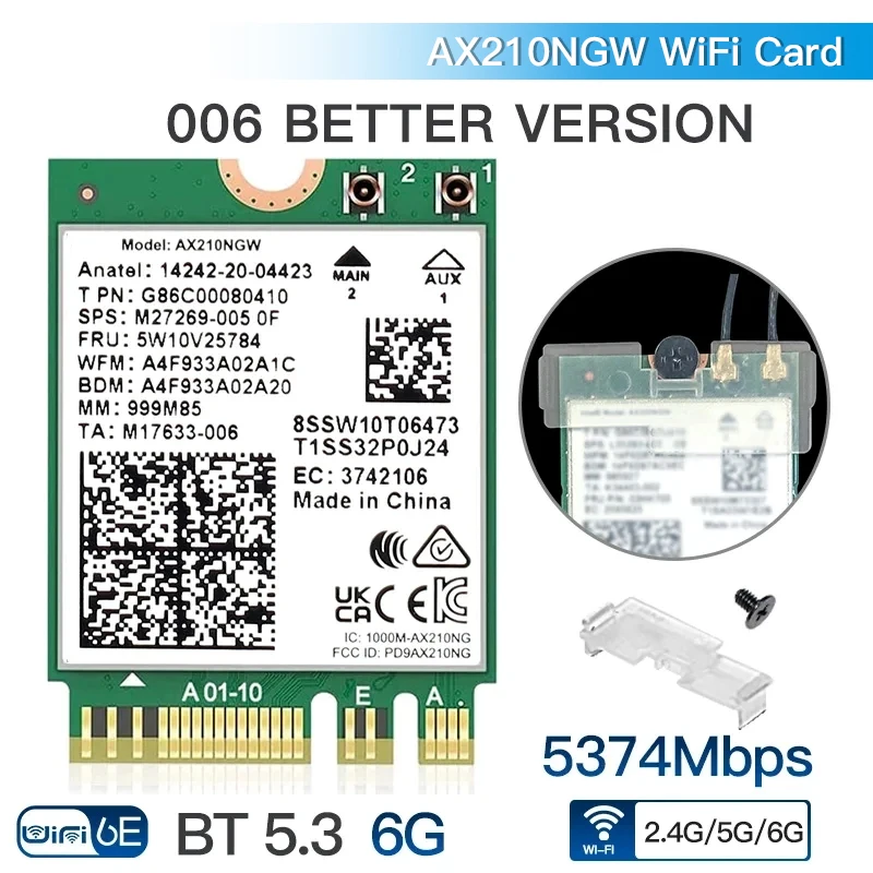 DERAPID Intel AX210NGW Tri-Band Wi-Fi 6E M.2 Wireless Network Card 3