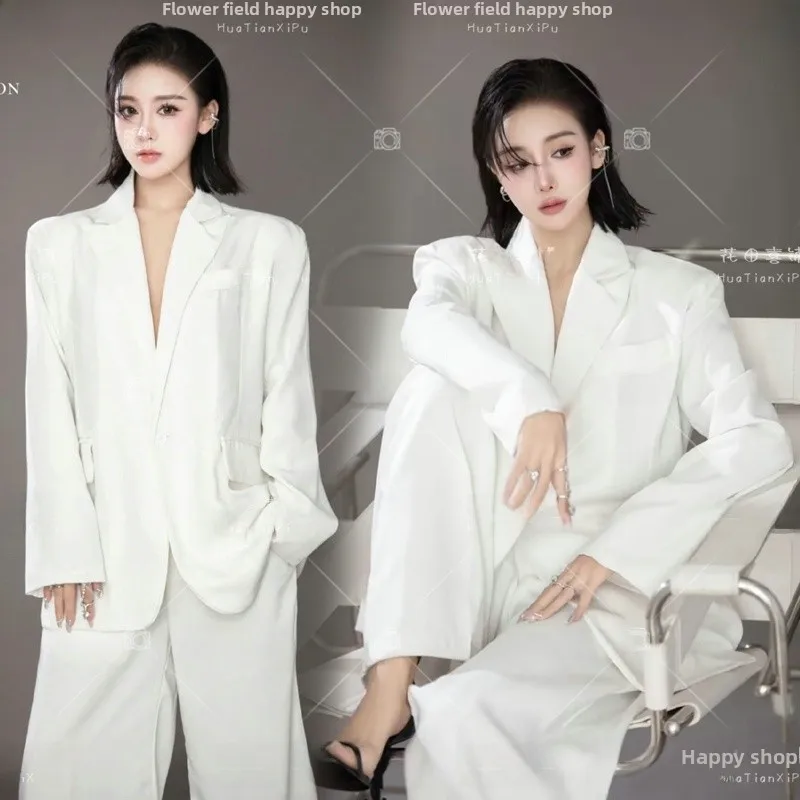

New White Suit Photography Artistic Portrait Goddess BFF Theme Studio Korean Fashion Photography Costume Ethnic Stage Wear