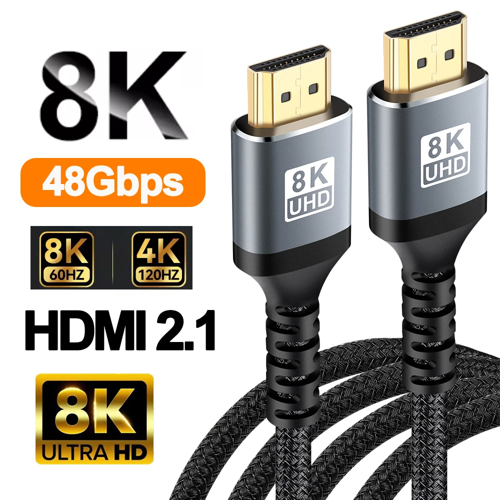 8K 60HZ 4K 120HZ HDMI 2.1 Cable 48Gbps HDR eARC For HDTV PC Laptop Projector Monitor PS5 Xbox 1m 2m 3m 5m 7m 10m Long Video Cord