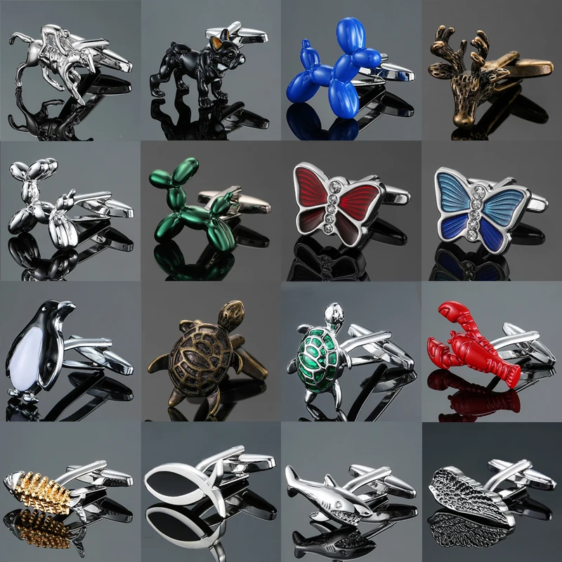 

Men's French shirt cufflinks High-end Fashion Animal Horse Butterfly Dog fish cuffs buttons Business suit accessories jewelry gi