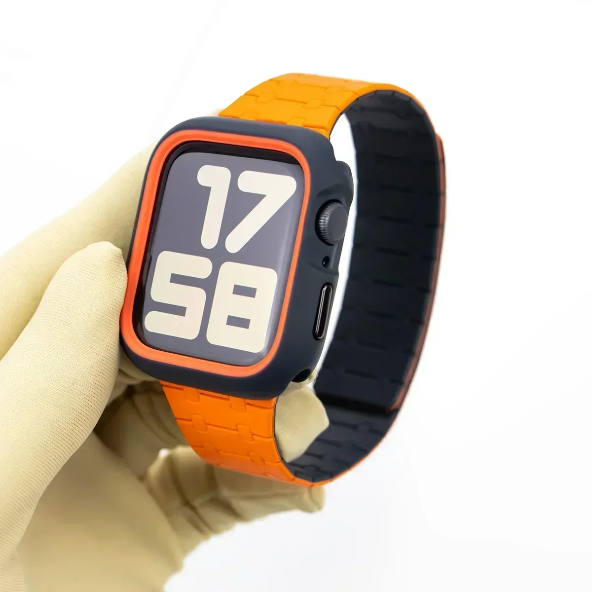 กรณีTPU + สายซิลิโคนสําหรับApple Watch Band Ultra 2 49 มม.45 มม.44 มม.41 มม.ป้องกันกรณีสร้อยข้อมือสําหรับIwatch Series 9 8 7 6 5 4