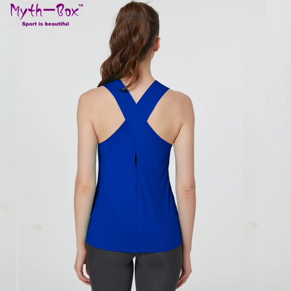 Summer Women Yoga Shirt Loose Thin Sport Vest Sleeveless T-shirt Cross Straps Gym Fitness Tank Top Quick Dry Running Vest Blouse