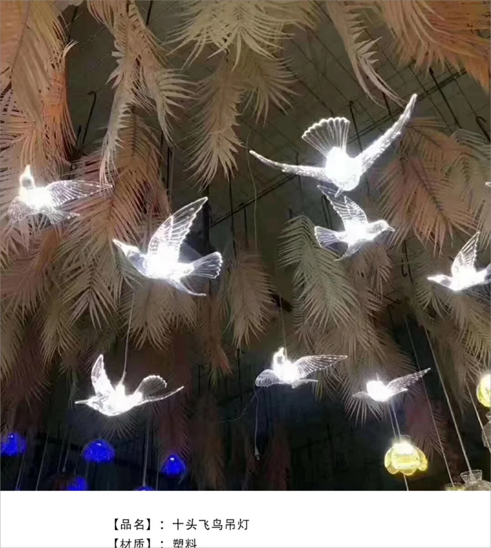 Wedding lighting props transparent acrylic bird chandelier wedding hall ceiling layout party decoration lights