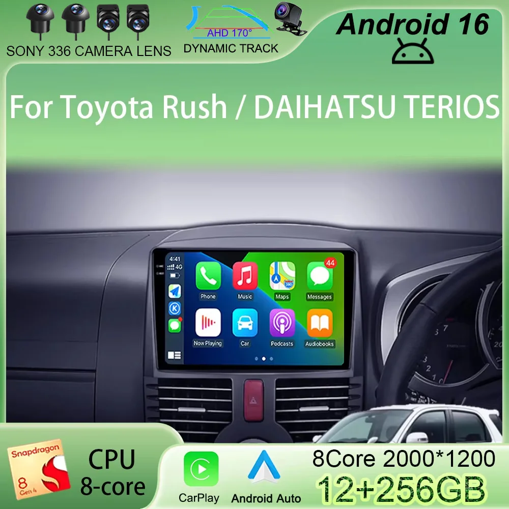 

Автомагнитола Android 16 с 4G WIFI, GPS-навигацией для Toyota Rush / DAIHATSU TERIOS, мультимедийный проигрыватель 2 Din, DVD, Carplay