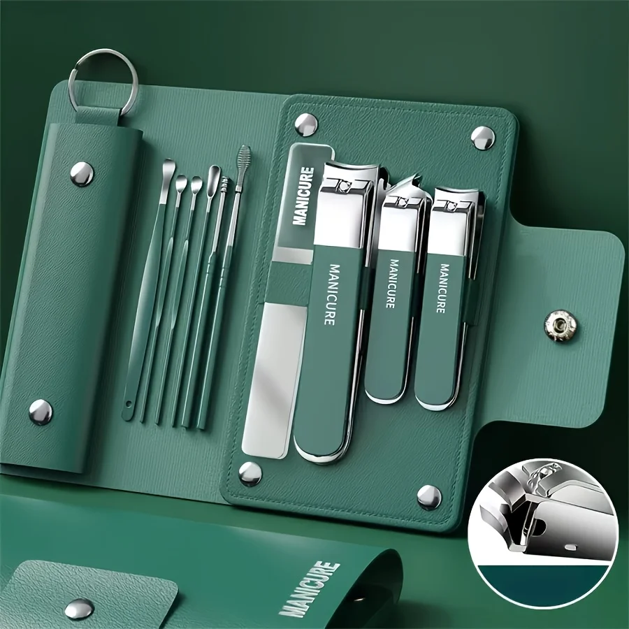 Nail Clippers Kit 10pcs Manicure Set Ear Digging Spoon Personal Care Tools Grooming Kit for Travel or Home Christmas Gift