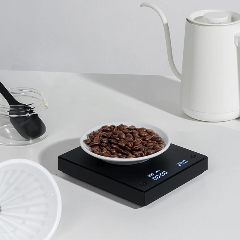 Timemore Basic Plus Black Mirror Pour Over Coffee And Espresso Scale Electronic Scale Auto Timer Kitchen Scale 0.1g/2kg