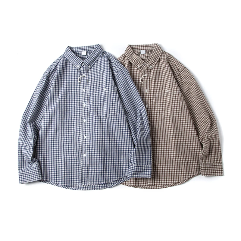 

Men's Plaid Shirt Washed Pure Cotton Casual Loose Fit Commute Friendly Spring Autumn New Style Garment Outerwear