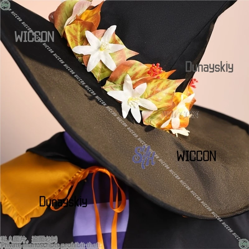 Kostum Cosplay Anime Frieren: Beyond Journey's End 2025 Pesta Halloween Ajaib Jubah Penyihir Kawaii Topi Besar Gaun Ungu