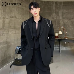 LUZHEN 2024 New Trendy Elegant Casual Suit Coat Men's High Quality Fashion Original Metal Decorate Splicing Design Jacket 6b126e