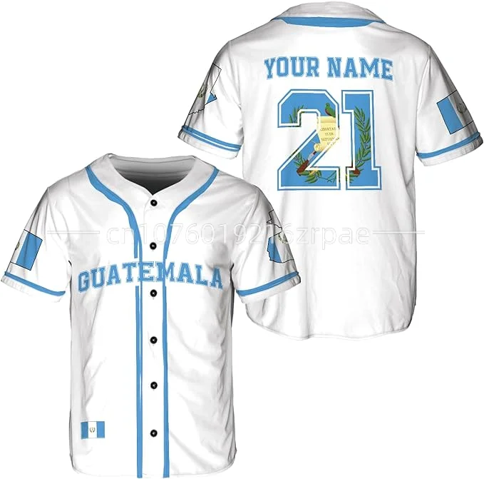 Free Custom Name Guatemala Baseball Jersey 3D Printed Men\'s and Women\'s Casual Fashion Street Baseball Jersey