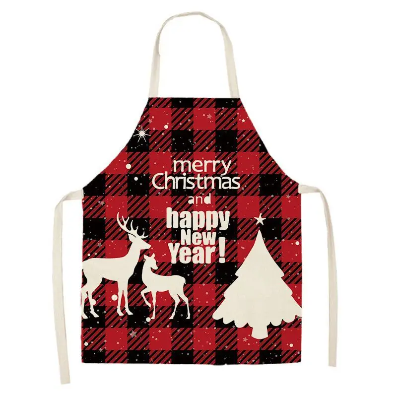 New black and red plaid Christmas apron linen anti-oil anti-fouling kitchen cleaning tools home decoration supplies