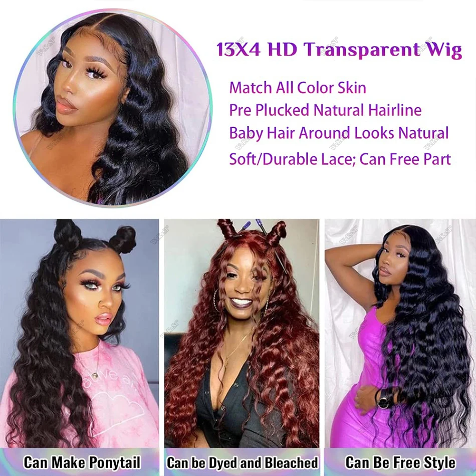 250 Density Loose Deep Wave Lace Frontal Wig 13x6 Hd Glueless Natural Wave Curly Lace Front Human Hair Wigs For Women 30 34 Inch