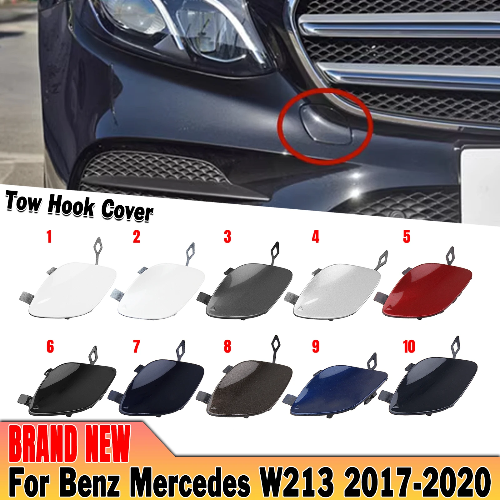 Front Tow Eye Hook Cover Tail Lid Trailer Haul Access Hole Cap Guard Piece For Mercedes Benz W213 E Class E400 E450 2017-2020