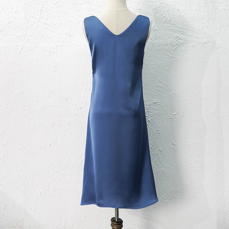 レディースドレス 無地 セクシー Vネック ノースリーブ エレガント サテン パーティードレス 韓国風 原宿風 ベスティードドレス 드레스
