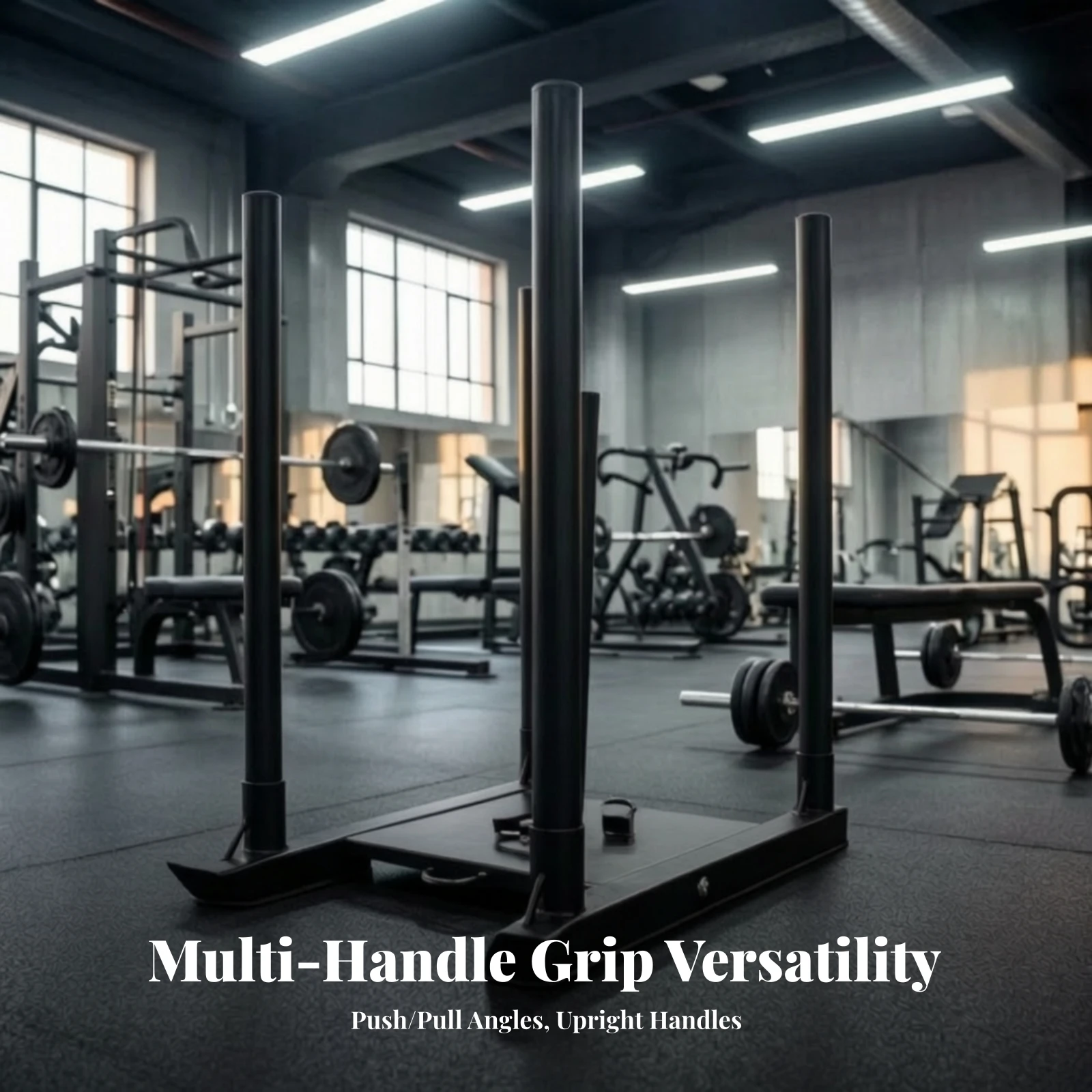 Push Sled with Upright Posts Low-Profile Steel Power Sled Fitness Equipment Strength Agility for Athletes, Turf, Gym