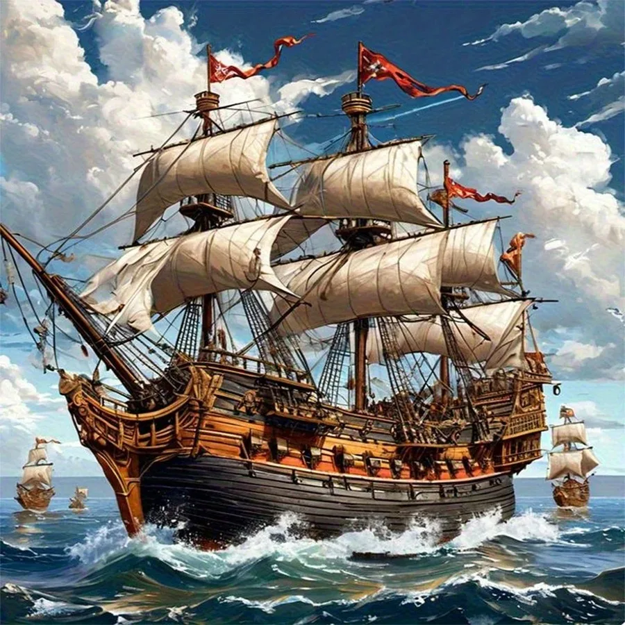 Adult Jigsaw Puzzle 500/1000 pcs Puzzle BShip and Waves Scene Paper Puzzle Decorative Painting Exercise Brain Thinking