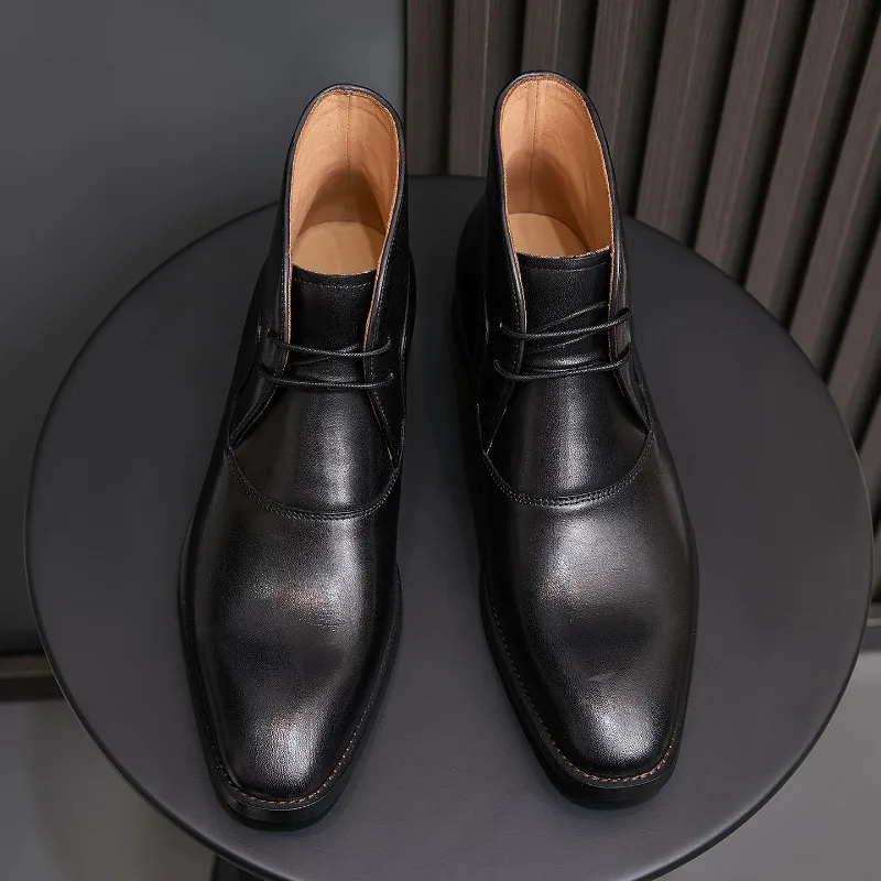 2026 Autumn Fashion Mens Genuien Leather Chelsea Boots Luxury Handmade Breathable Ankle Casual Business Social Shoes Man Size 44