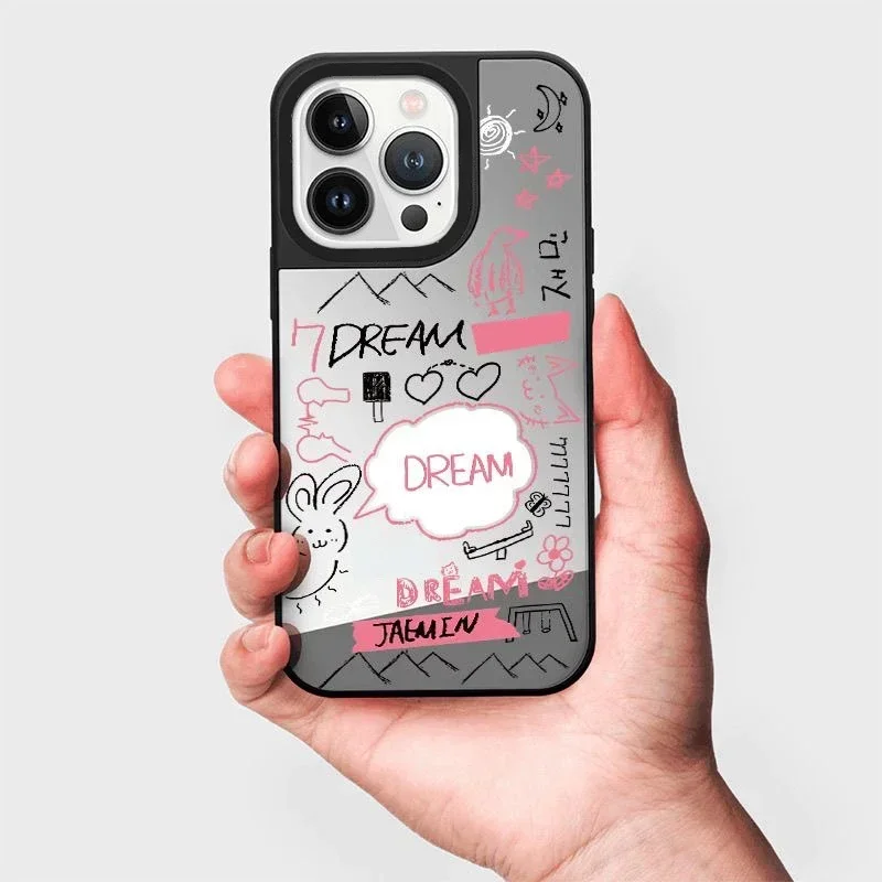 

Kpop Dream Graffiti Silver Mirror Magnetic Phone Case Cover for IPhone 11 12 13 14 15 Pro Max Case