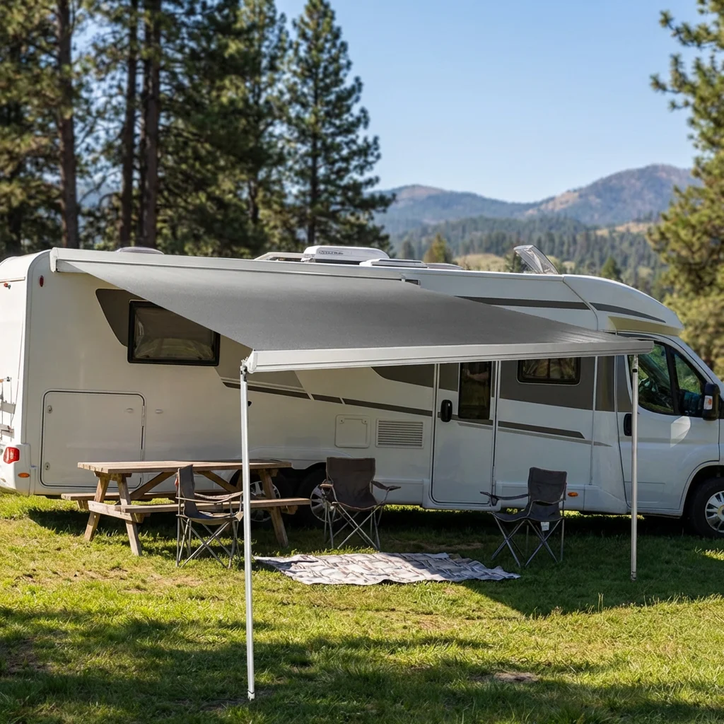 Automatic Waterproof RV Awning For Caravan Motorhome UV Protection Retractable Design Durable Aluminum Alloy Frame For Outdoor