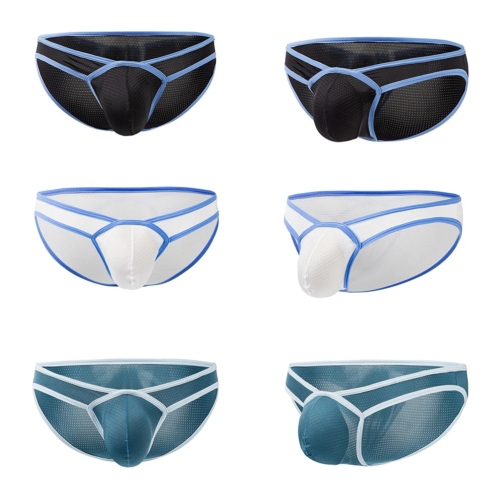 Intimo da uomo a vita bassa sexy in rete traspirante pantaloni a triangolo slip bikini