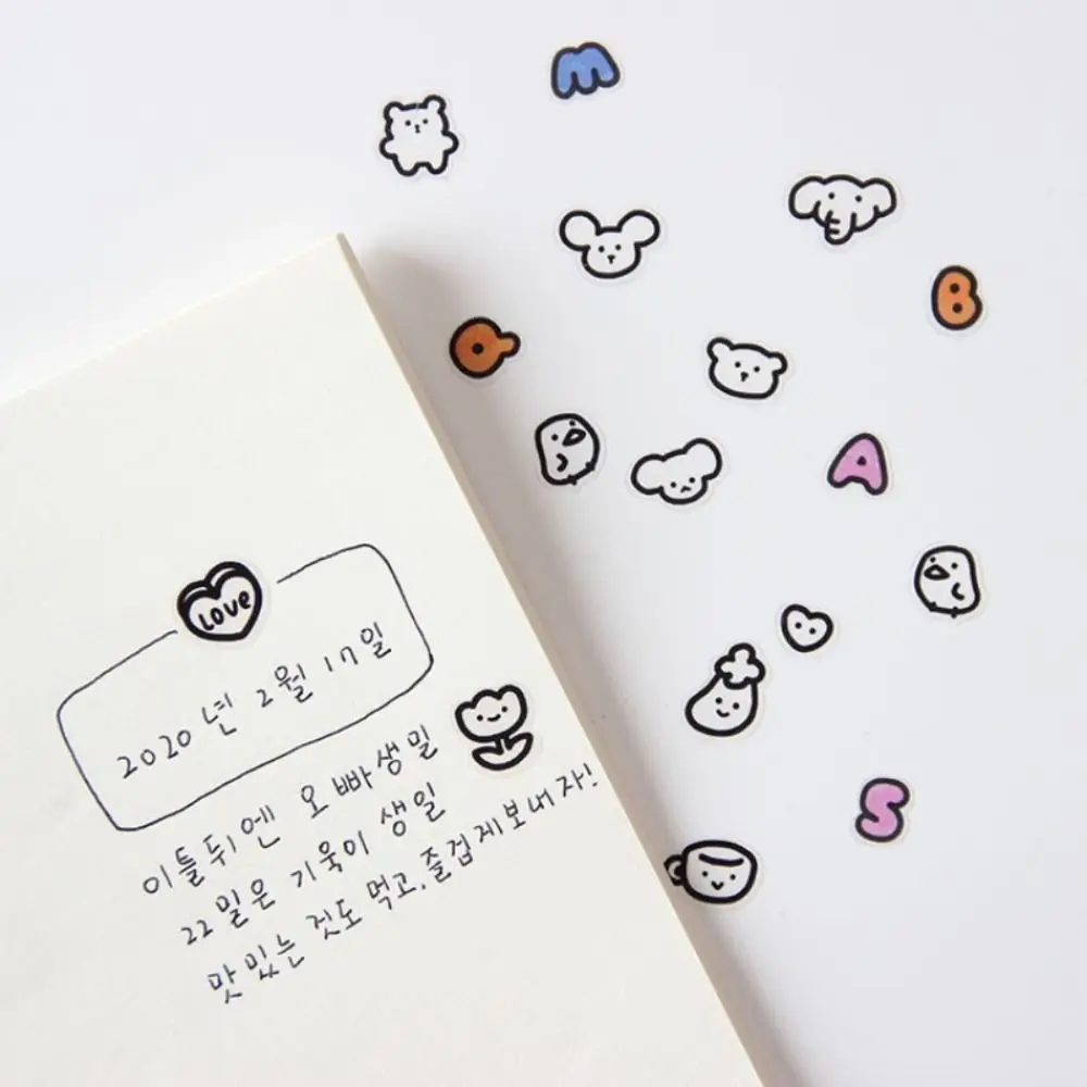 2PCS INS Cartoon Stickers PET Manzoo Pancy Notebook Decoration Sticker DIY Scrapbook Decor Phone Water Bottle Decor Sticker