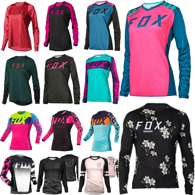 summertime， WOMEN Downhill Jerseys  Fox Mountain Bike MTB Shirts Offroad DH Motorcycle Jersey Motocross Sportwear Clothing Bike