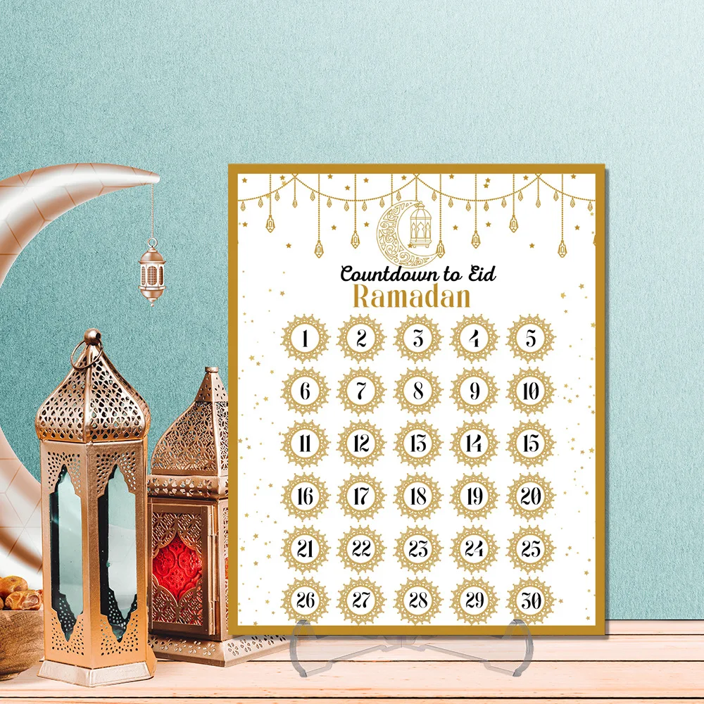 تقويم العد التنازلي لحديث رمضان من الأكريليك: ديكورات رمضان لديكور طاولة عيد مبارك المنزلي، تقويم 30 يومًا لهدايا رمضان