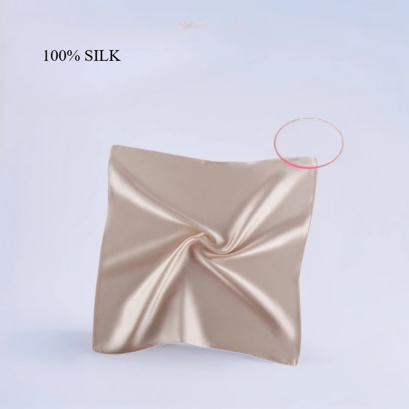6A 100% шелковистый нагрудный платок с карманами, однотонный креповый атласный нагрудный шарф, маленький носовой платок, шелковый носовой платок 25*25 см