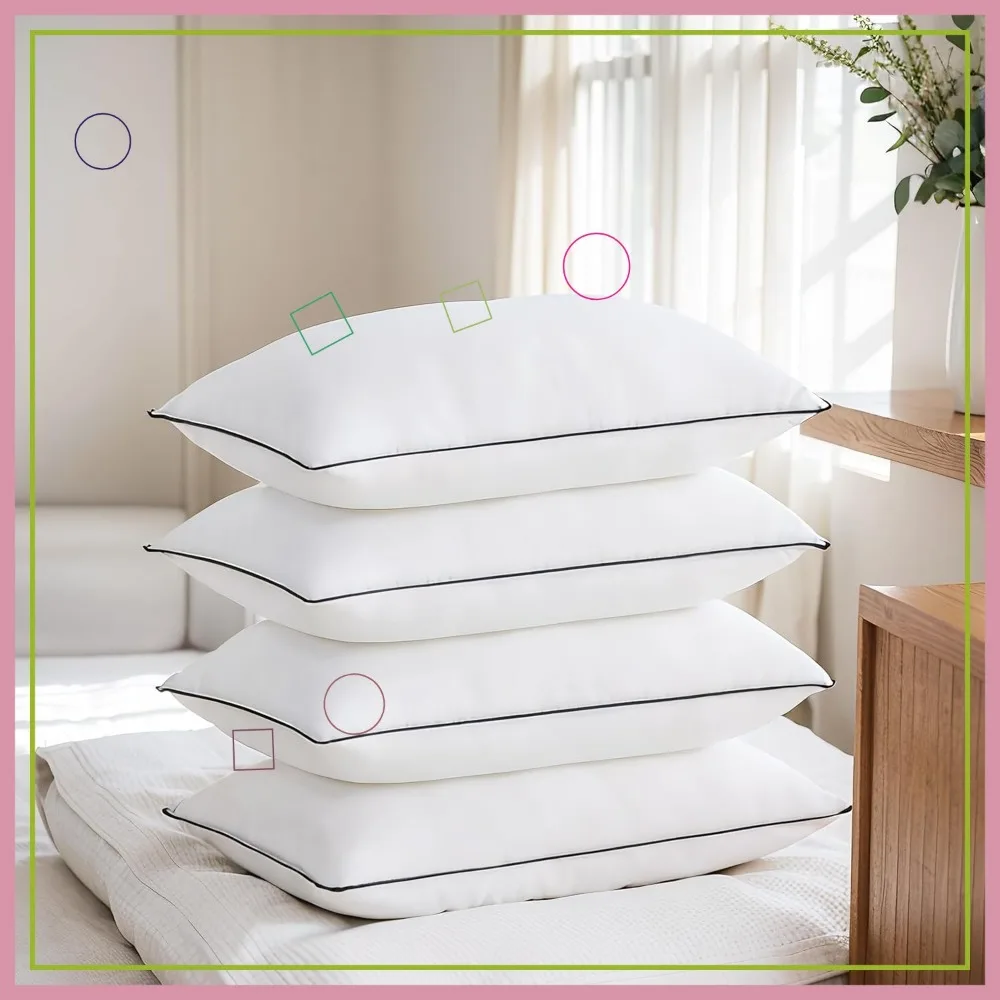 

Набор подушек для кровати размера «king-size» из 4 шт., пушистые, похотливые вниз, можно стирать в машине, мягкая опора для всех спальных элементов, белые