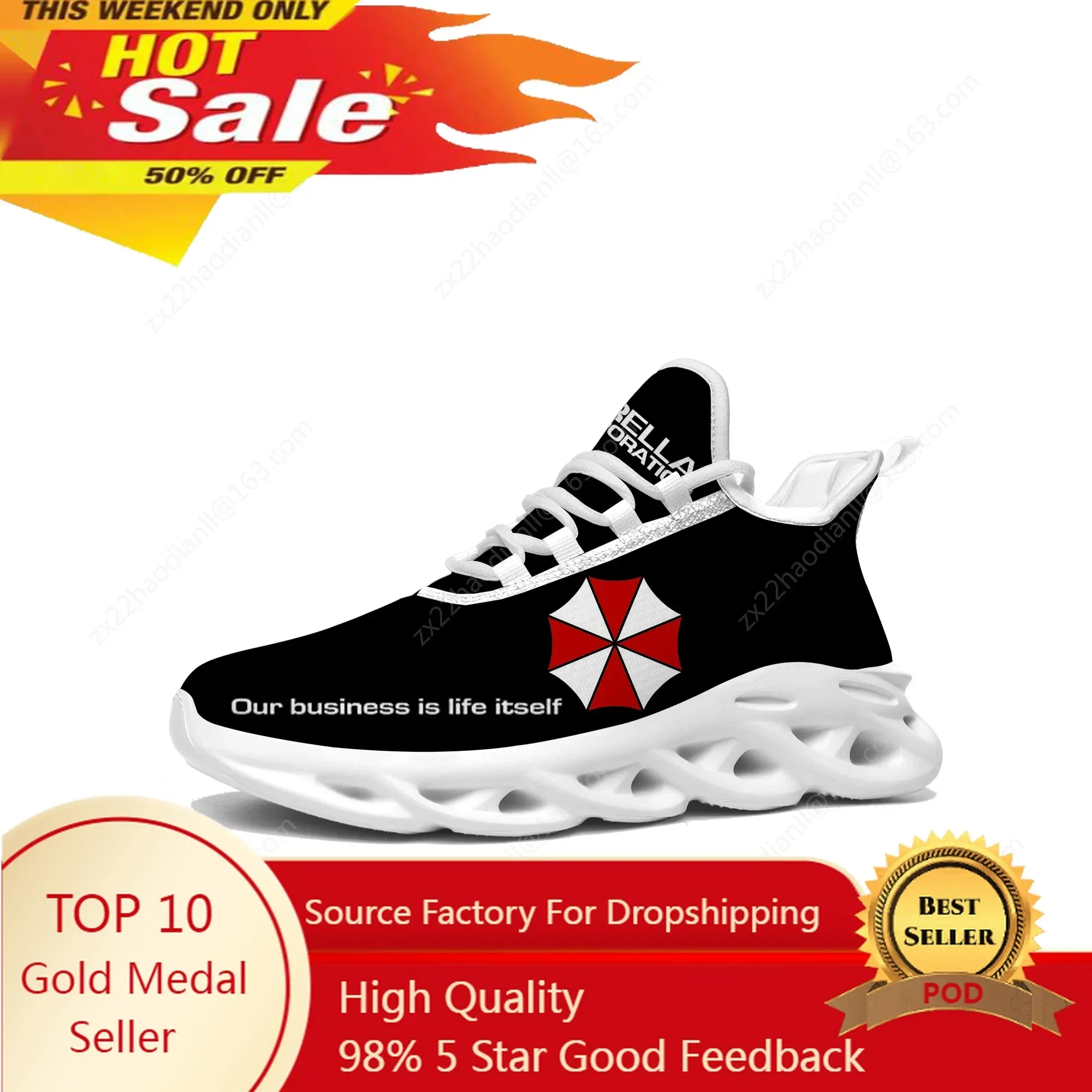 

U-Umbrella Corporation Flats Sneakers Mens Womens Sports Shoes Zombie Horror Movie Sneaker Lace Up Mesh Footwear custom Shoe