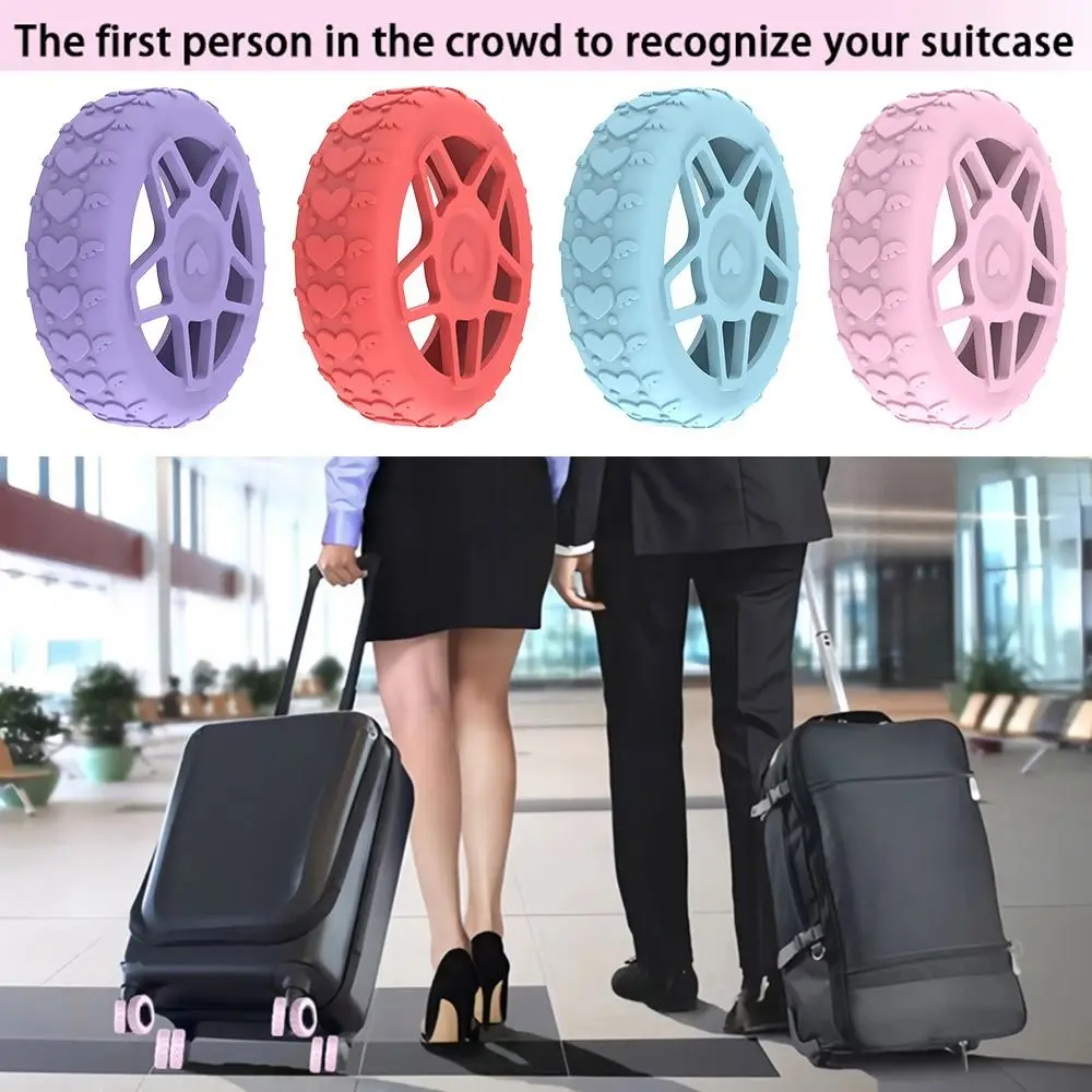 8Pcs Silicone Luggage Wheels Protector Cover Anti-slip Shock Absorption Luggage Caster Shoes Reduce Noise Reduce Wheel Wear