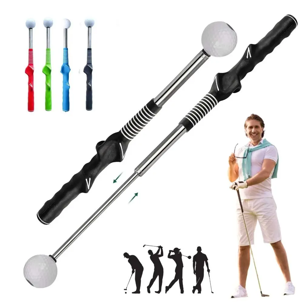 

Retractable Golf Swing Training Aid With Click Feedback Strength & Tempo Training Golf Grip Trainer Portable