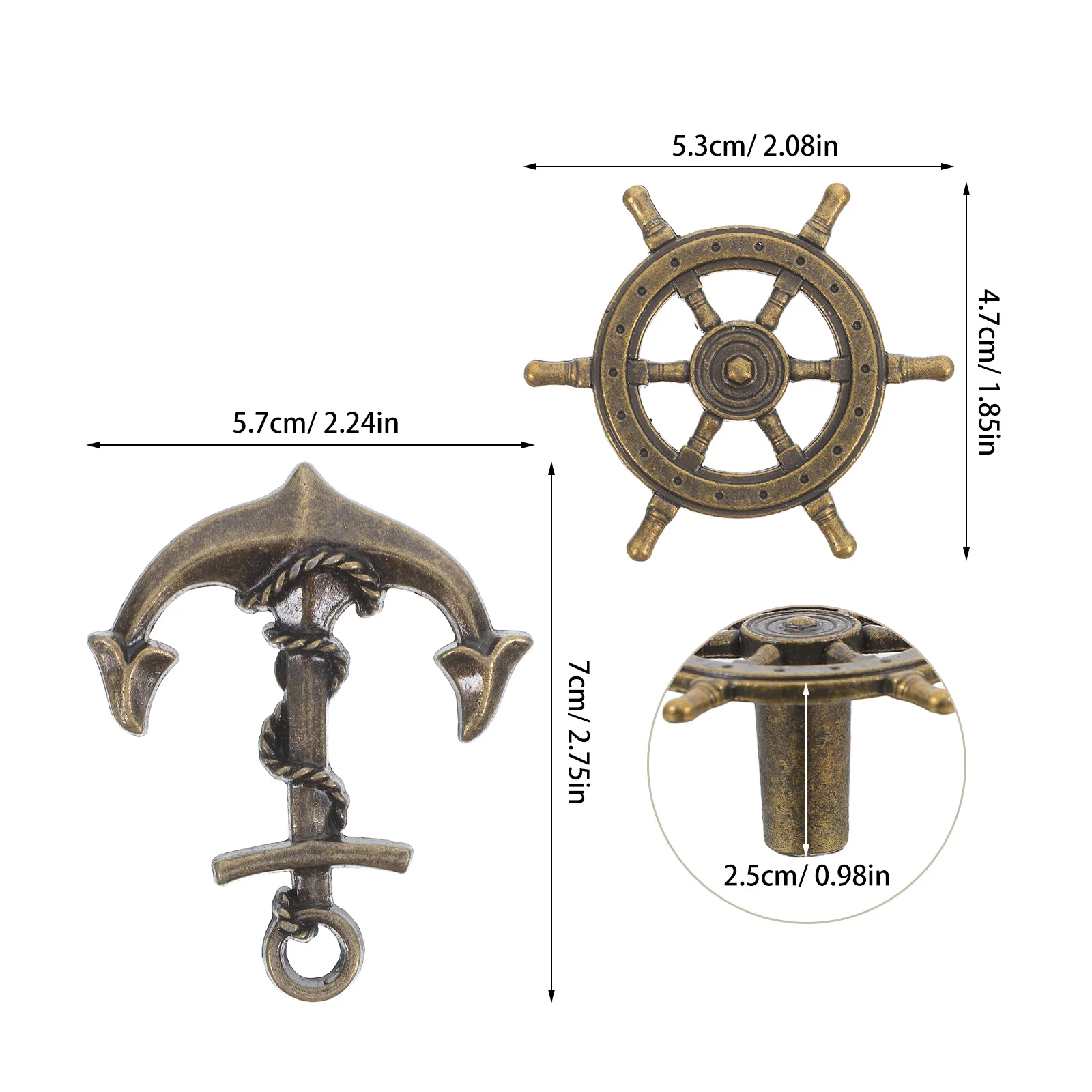 4 قطعة مرساة السفينة درج يسحب الرجعية بحري مقابض للخزانة للأثاث أجهزة المطبخ مقابض أدراج معدنية نمط خمر
