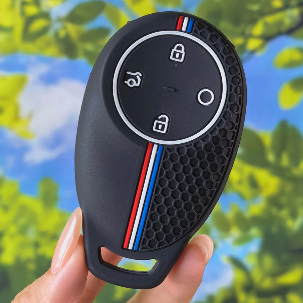 Car Silicone Remote Key Fob Cover, Racing Stripe Shock Resistant Protective Case for GAC AION S PLUS V Y LX GE3 GA3S