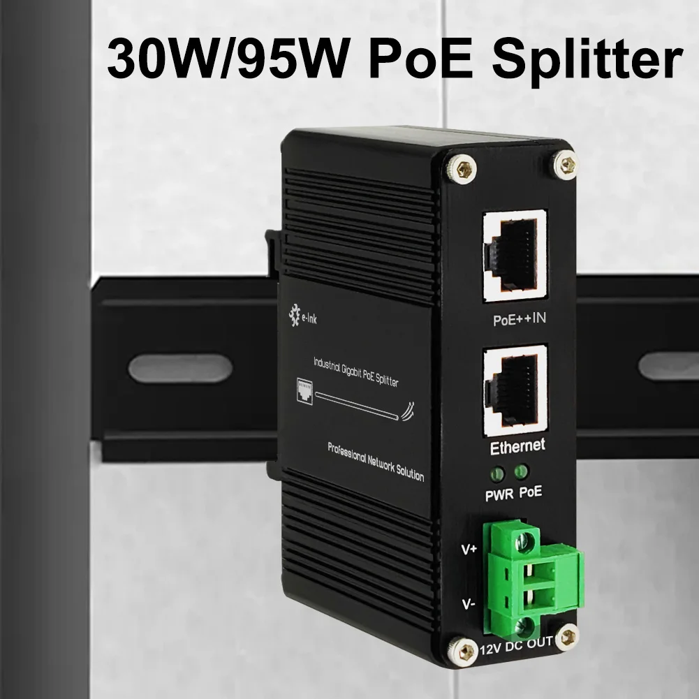 divisor poe de saida dc industrial adaptador gigabit de entrada power over ethernet ieee8023at bt 30w 95w 12 19 24 36v 01