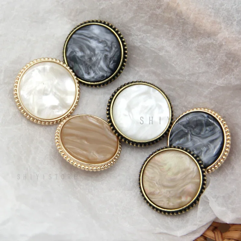 16/23/20/25mm Vintage Buttons Women Blazer Gold Metal Buttons For Clothes Round Flat Suit Retro Decorations Handmade DIY Crafts