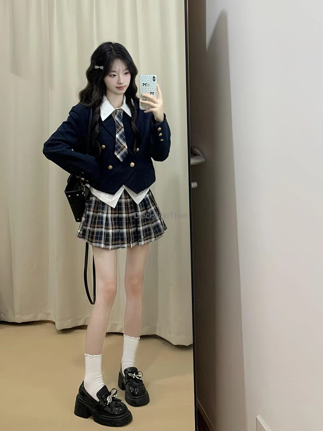 2025 koreański styl jesień zima ciepły mundurek szkolny z długim rękawem w stylu akademickim, modny, dopasowany strój JK na co dzień do szkoły