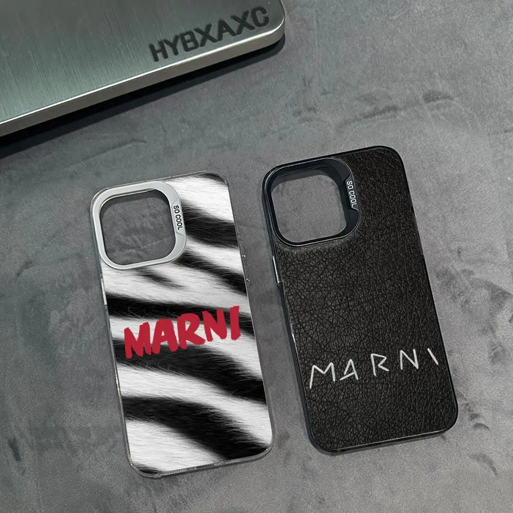 Luxury Ins Design M-Marni-es Phone Case IMD FOR IPhone16 15 14 13 Pro Plus ProMAX Samsung Galaxy S24 23 22 ultra Silver Cover