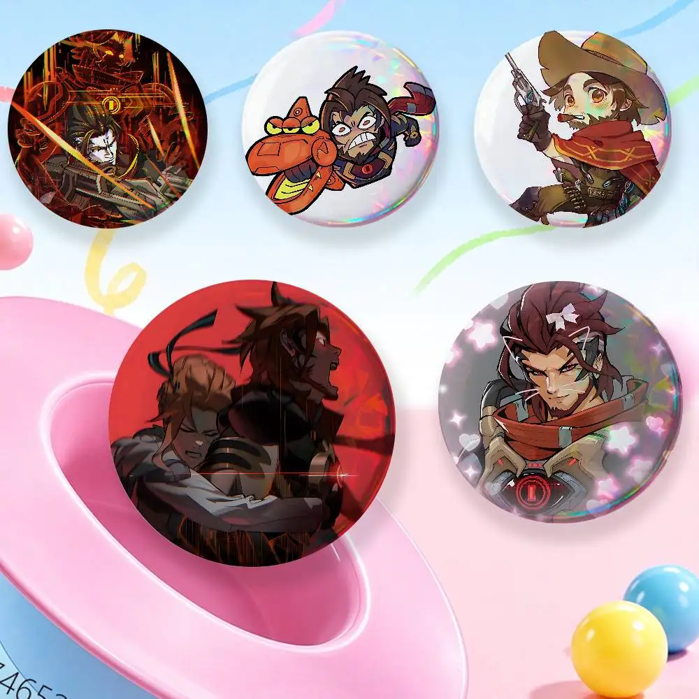 For Overwatch Emre Sarioglu Badge Set Glass Shine Brooches Lapel Backpack Costume Gifts Decoration birthday