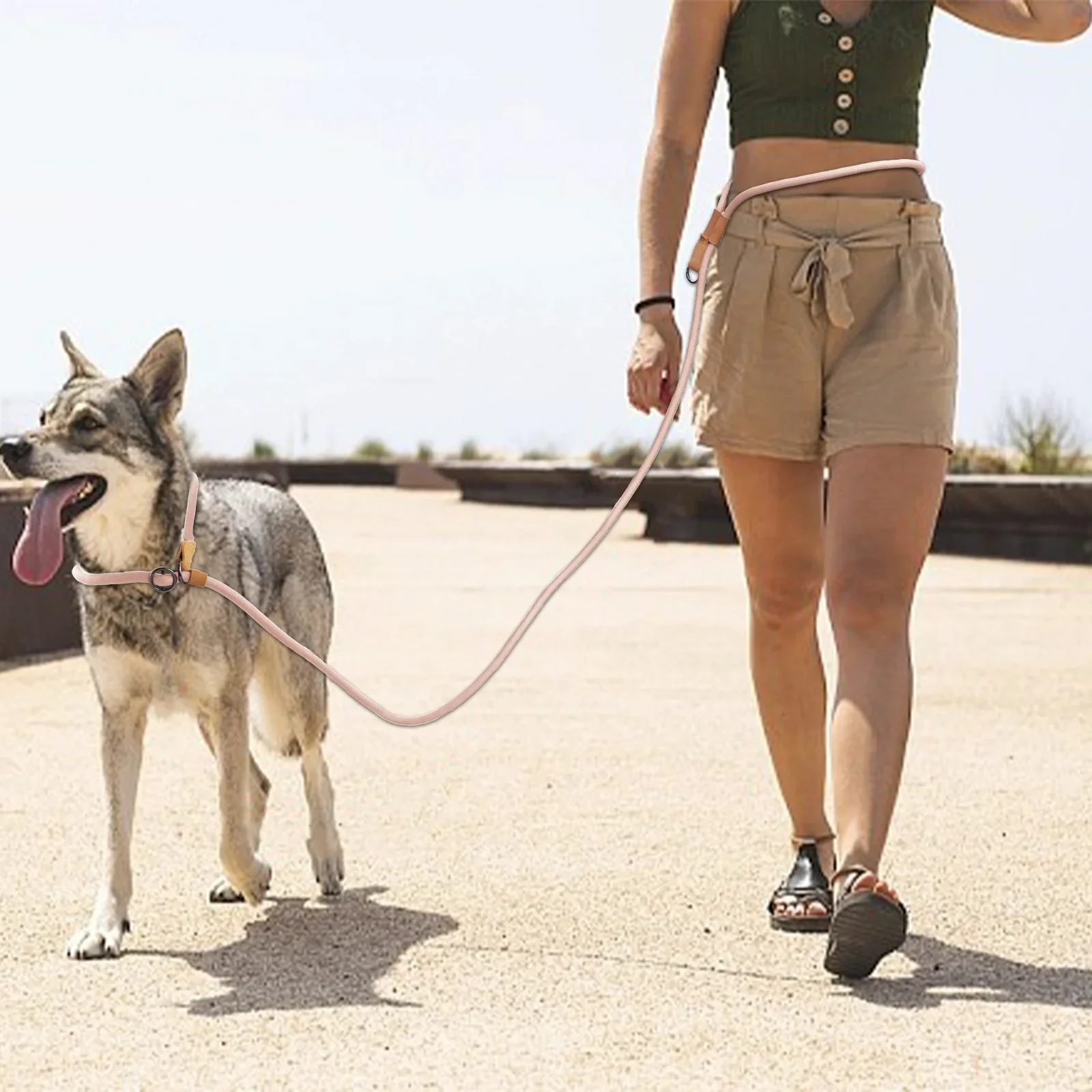 

Multi-functional adjustable P-shape dog leash Chain Traction Rope Leads for Running Walking Free hands free leashes Dog harness