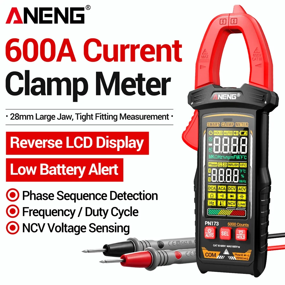 ANENG Digital Clamp Multimeter Non-Contact Voltage High Precision VA Color Display Voltmeter Electrician DIY Repair Tools PN173
