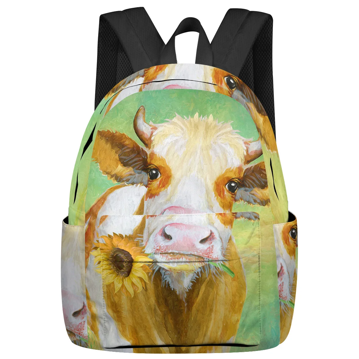 

Cow Sunflower Large Capacity Bookbag Travel Backpacks Schoolbag For Teenager Women Laptop Bags Rucksack