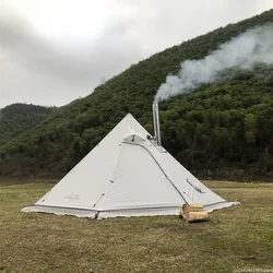 New 3-4 Person Pyramid Tent Shelter Ultralight Outdoor Camping With Snow Skirt With Chimney Hole Hiking Backpacking Tents