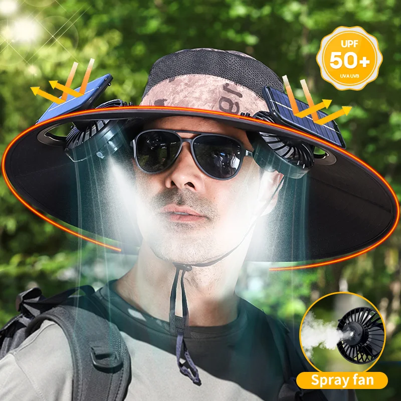 

Solar Fan Cap Spray Cooling Fan with Steel Ring Fisherman Cap Suitable for Outdoor Hiking Fishing