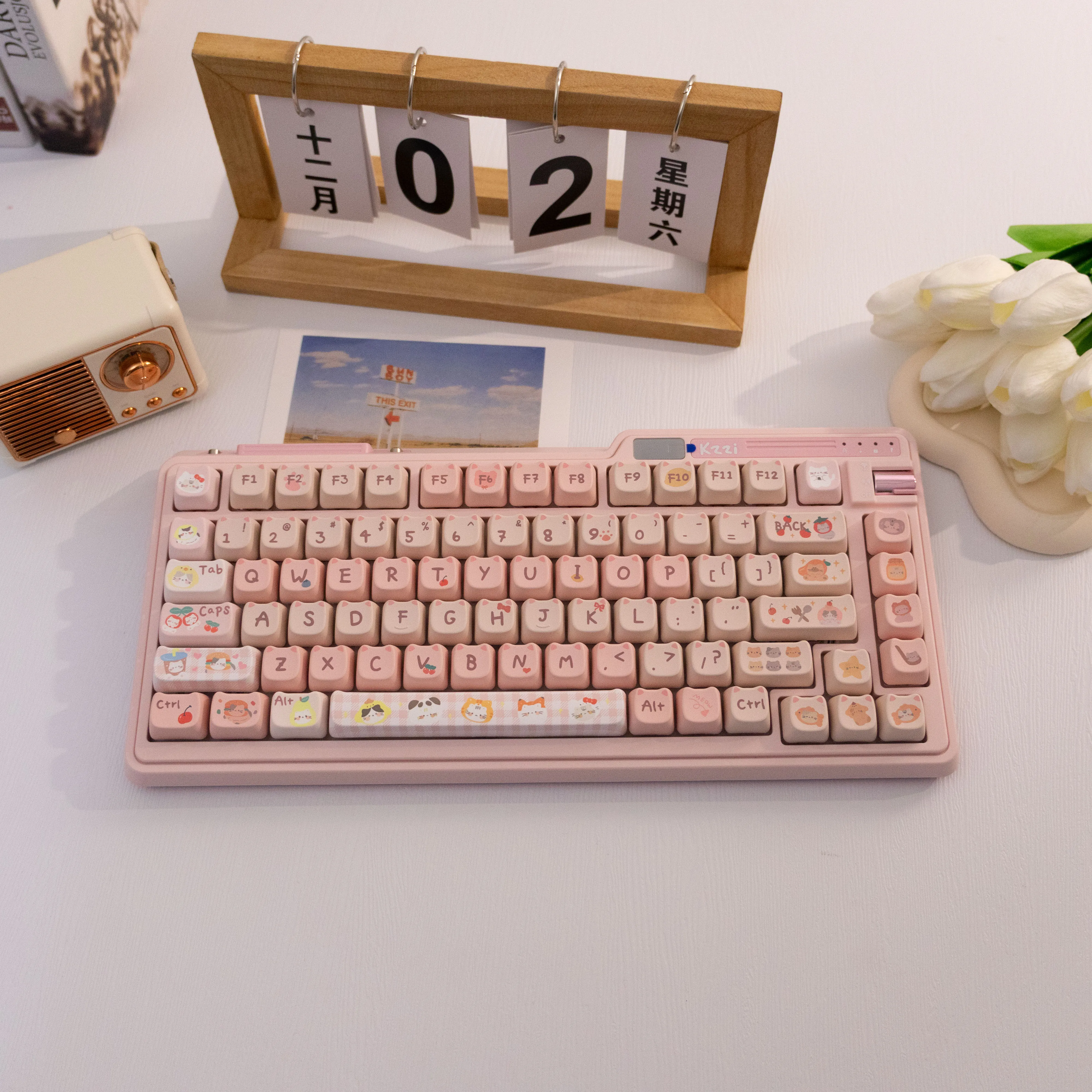 

135 Keys Meow PBT Keycaps Dye-Sub MAO Profile Cute Kitty Keycap Set for MX Switch Mechanical Keyboard 61/64/87/104/108